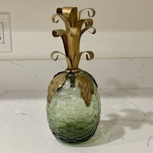 Vintage 1970s Glass and Brass Pineapple Decoration